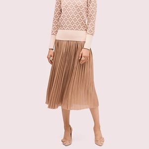 Kate Spade gold metallic pleated midi skirt